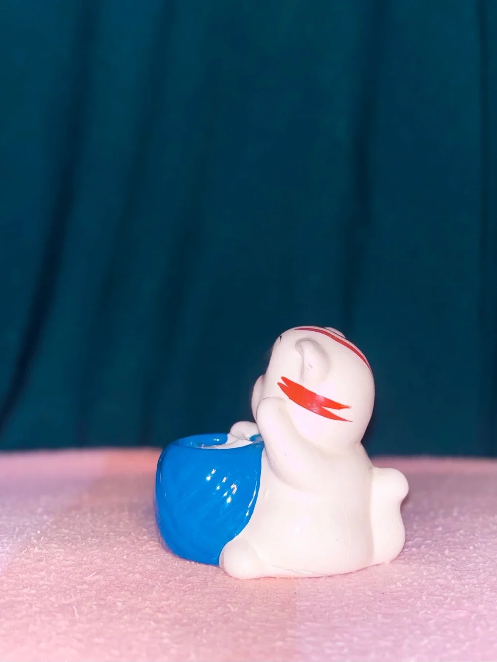 Vintage 1970s Japanese Comic-Style White Kitten Cat Toothpick Holder
